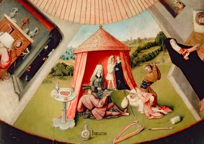 Luxury, Detail from The Table of the Seven Deadly Sins and the Four Last Things, c.1480 (detail) by Hieronymus Bosch